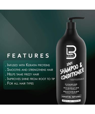 L3vel3 2 In 1 Shampoo and Conditioner - Nourishing Keratin for Strong Healthy Hair - 1000 ml - Cleans & Repairs All Hair Types - Buy Online on SooperMarket.com