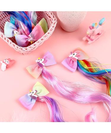 6 Colors Unicorn Bow Clips with Glitter Butterfly Hair Extensions - Princess Dress Up Headdress for Girls - Buy Online on SooperMarket.com