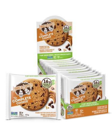 Lenny & Larry's The Complete Cookie Peanut Butter Chocolate Chip 16g Plant Protein Certified Vegan Non-GMO 4 Ounce Cookie (Pack of 12)