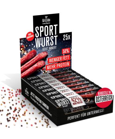 Grillido 25xlow Fat Sport Wurst Original 500g with 42% more protein snack salami beef jerky sausage package sausages dry meat dry meat for people salami sticks mini salami protein sausage