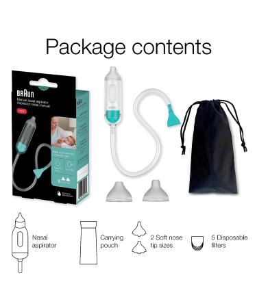 Braun Manual Nasal Aspirator for Infants and Toddlers - Gentle Nasal Suction with Two Nose Tips - Buy Online on SooperMarket.com
