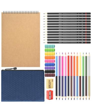 HomeMall Drawing Sketching Pencils Set 37 Packs Art Kit with Sketchbook Draw Pencils Dual Ended Color Pencil Eraser Sharpener Pencil Bag for Kids Adults and Art Beginners 37 Piece Set