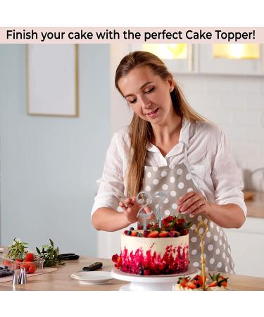 Silver Happy Birthday Cake Topper Numbers - Set of 10 Acrylic Cake Decorations for All Ages - Men and Women, 1st Birthday to 100+ - Birthday Cake Toppers - Buy Online on SooperMarket.com