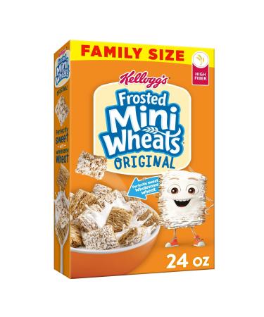 Kellogg's Frosted Mini-Wheats Cold Breakfast Cereal, High-Fiber, Whole Grain, Family Size, Original, 24oz Box (1 Box)