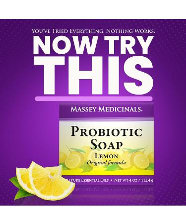 Massey's CF 100% Natural Probiotic Lemon Body Soap - 4oz | Refreshing Lemon Scent - Buy Online on SooperMarket.com
