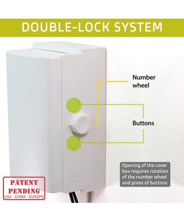 Baby Safety Outlet Cover Box - Double Lock for Toddler Proofing - Easy Operation - 3 Step Install - Extra Space for Plugs & Adapters - White (1 Count) - Buy Online on SooperMarket.com