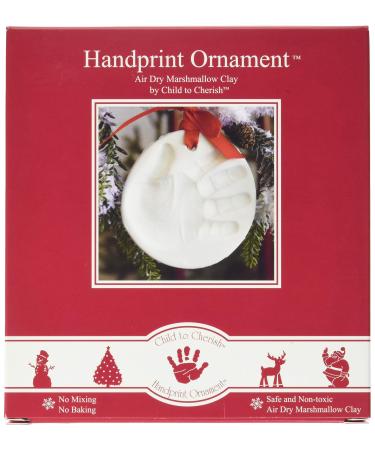 Child to Cherish Marshmallow Clay Baby Handprint or Footprint First Christmas Ornament Kit