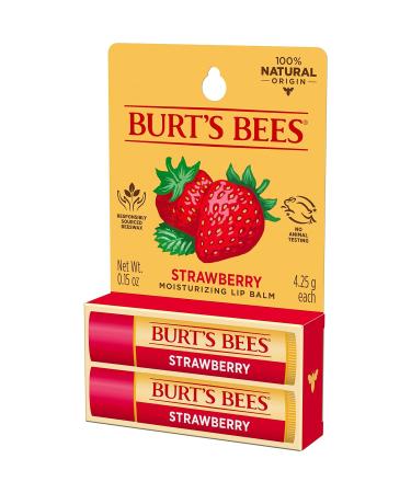 Burt's Bees Strawberry Lip Balm 2 Pack - 100% Natural Moisturizing Lip Care - Buy Online on SooperMarket.com