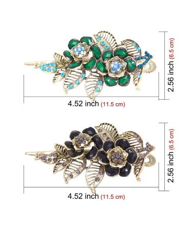 Pretty Alligator Hair Clips Metal Flower Hair Clip Peacock Hair Clip - 2 PCS Large Flower Barrettes for Women (Style B) - Buy Online on SooperMarket.com