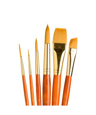 Princeton Real Value  Series 9100  Paint Brush Sets for Acrylic  Oil & Watercolor Painting  Syn-Gold Taklon (Rnd 1  6  12 Liner 2  ANG Shader 1/2  Wash 3/4)