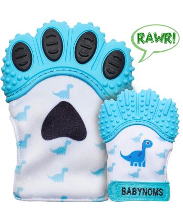 BabyNoms Teething Mitten - Dino Blue | Safe Silicone Teething Toy for Self-Soothing Relief - Buy Online on SooperMarket.com