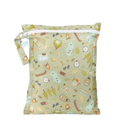 Bumkins Waterproof Wet Bag, Washable, Reusable for Travel, Beach, Pool, Stroller, Diapers, Dirty Gym Clothes, Wet Swimsuits, Toiletries, 12x14 - Camp Gear