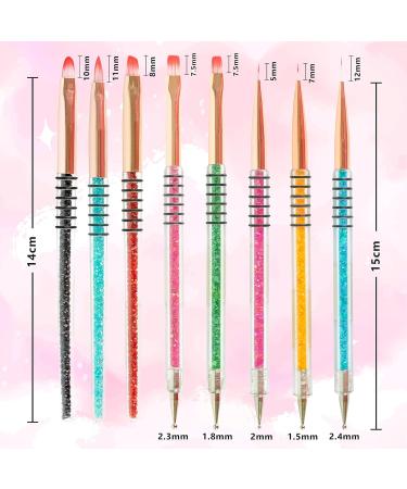 Dazzl Nail Art Brushes for Gel Nails - 8PCS Glitter Handle Brushes in 8 Designs for Painting, Dotting, Drawing - Alloy & Acrylic Material - Buy Online on SooperMarket.com