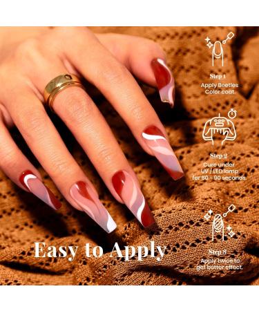 Beetles 20 Pcs Gel Nail Polishes Set with Glossy Matte Top/Base Coat - Maroon Gold Yellow Red Glitter Soak Off Varnish for Manicure and DIY Nail Art - Fall Harvest Collection - Buy Online on SooperMarket.com