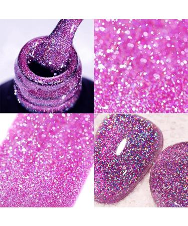 Glitter Gel Nail Polish - Purple Gel Nail Polish - Soak Off UV Sparkling Colors Nail Gel Spring Summer Gel Nail Art Manicure Varnish for Nail Starters Dark Purple - Buy Online on SooperMarket.com
