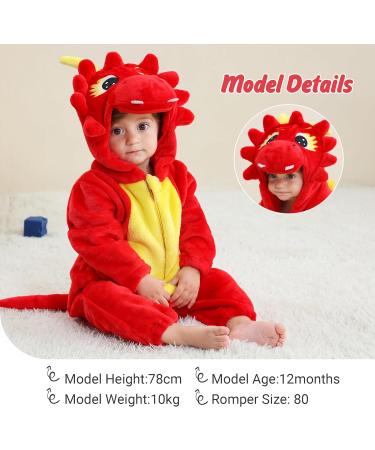 COOKY.D Unisex Winter Hooded Romper Jumpsuit | Dragon Design | 12-18 Months - Buy Online on SooperMarket.com