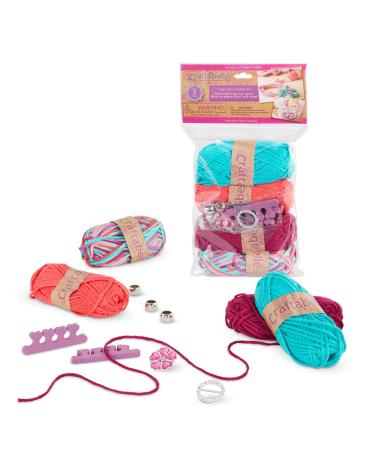 Craftabelle  Finger Knit Creation Kit  Beginner Knitting Kit  11pc Weaving Set with Yarn and Accessories  DIY Craft Kits for Kids Aged 8 Years +