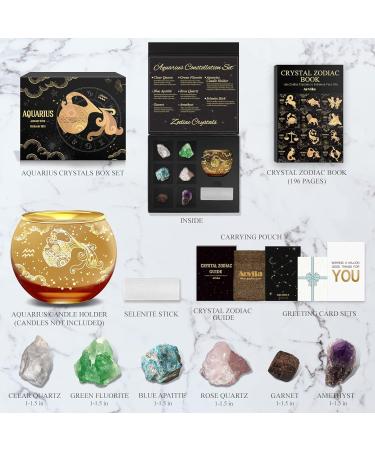 Aovila Aquarius Gifts for Women | Tealight Holder & Crystal Gift Box Set | Perfect for Astrology & Birthday Celebrations - Buy Online on SooperMarket.com