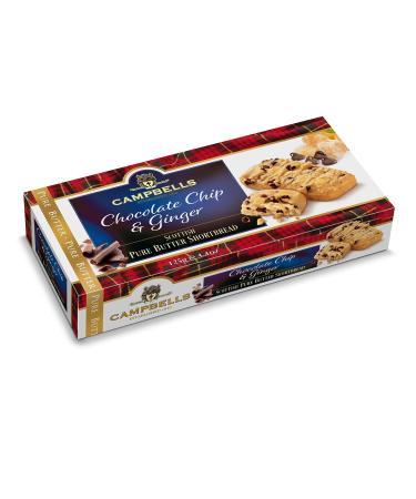 Campbells Shortbread - Choc Chip & Stem Ginger 125g Shortbread Finger Carton