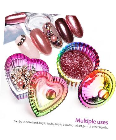 Beavorty 10 Pcs colorful crystal cup acrylic nails glass storage bowl glass bowls monomer dishes with lids nail art cup colored glass monomer acrylic nail liquid nail brush manicure - Buy Online on SooperMarket.com