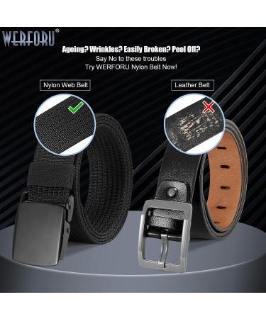 WERFORU Men's Military Tactical Nylon Belt with Metal Buckle - Breathable Webbing Canvas - Black (Size Below 40) - Buy Online on SooperMarket.com