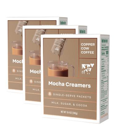 Copper Cow Coffee Sweetened Mocha Milk Creamers  Single-Serve and All-Natural Pre-Filled Packets  (24 Pack)