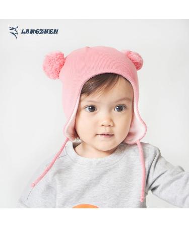 LANGZHEN Toddler Kids Winter Hat Earflap Knit Beanie - Pink (6-12 Months) - Buy Online on SooperMarket.com