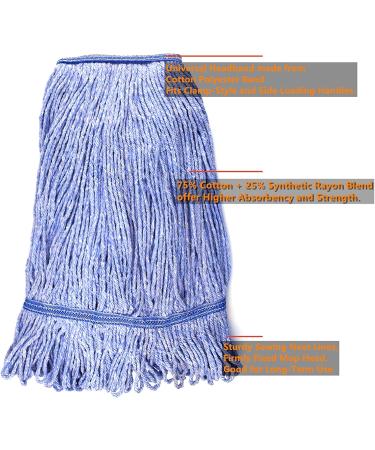 String Mop Heads Replacement Heavy Duty Commercial Grade Blue Cotton Looped End Wet Industrial Cleaning Mop Head Refills (3  Large) 3 Pieces Large (Pack of 3) - Buy Online on SooperMarket.com