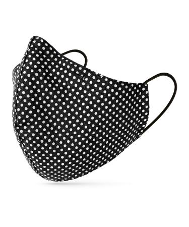 tanzmuster washable makeshift mask 100% cotton for children and adults - nose clip and filter pocket - mouth and nose protection 2-ply - OEKO-TEX Standard 100 Black and white dotted M (1 pack)