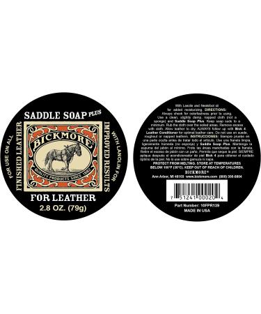 Bickmore Saddle Soap Plus 2.8oz - Leather Cleaner & Conditioner with Lanolin - Restores, Moisturizes, and Protects - Buy Online on SooperMarket.com