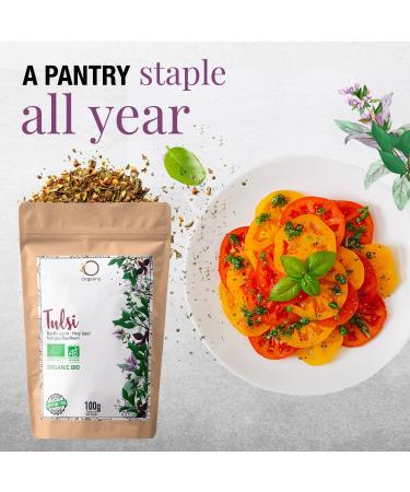 ORIGEENS ORGANIC TULSI TEA 100g | DRIED HOLY BASIL LEAVES | Loose leaf holy basil tea theine-free Anti-stress herbal tea - Buy Online on SooperMarket.com
