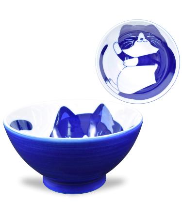 Product of Gifu Japan Mino Ware Japanese Rice Bowl Rice Ramen Noodle Soup Sarada Pasta NEKOCHIGURA Cat Design 4.5 inch 9.2 fl oz Hachiware Rice Bowl Hachiware