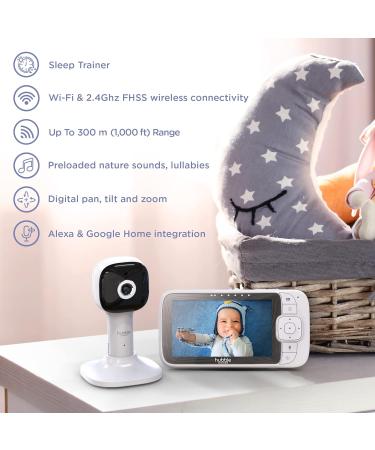 Hubble Connected Nursery Pal Skyview Smart Video Baby Monitor with 5 Inch Screen, Night Vision, Two-Way Talk, and Room Temperature Sensor - WiFi Camera with Cot Mount and Smartphone App - Buy Online on SooperMarket.com