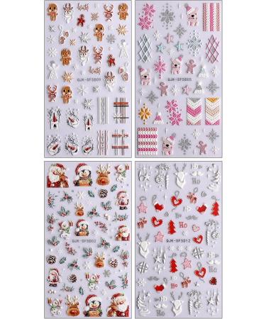 JMEOWIO 3D Embossed Christmas Glitter Nail Art Stickers Decals Self-Adhesive 5D Snowflake Winter Holiday Cute Silver Nail Supplies Nail Art Design Decoration Accessories 4 Sheets - Buy Online on SooperMarket.com
