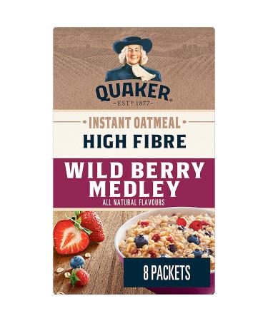 Quaker High Fibre Wild Berry Medley Instant Oatmeal 8 Packets 304g High Fibre Wild Berry Medley 304 g (Pack of 1)