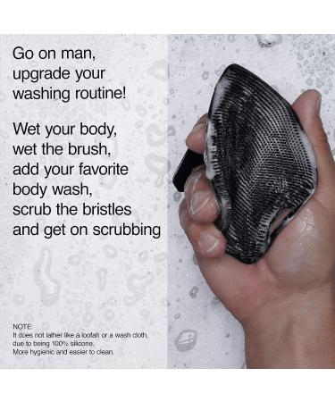 Man Body Scrubber & Hook Set - Silicone Shower Scrubber for Men - Hygienic & Easy to Clean - Invigorating Bristles - Non-Slip Handle - Bathroom Accessory - Buy Online on SooperMarket.com