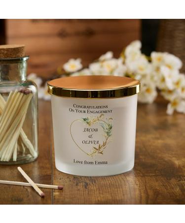 Personalised Large Double Wick Engagement Candle Gift with Gold Leaf (Fresh Cotton) - Buy Online on SooperMarket.com