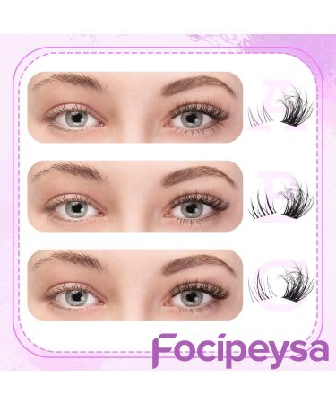 Focipeysa Wispy Lash Clusters - Natural DIY Eyelash Extensions | C Curl Individual Lashes 10-18mm with Applicator - Shop Now for International Shipping - Buy Online on SooperMarket.com