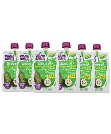 WanaBana Soursop Fruit Pulp Pack of 6-500g per Unit for Juice Smoothies Desserts Ice Cream Cocktails Sauces