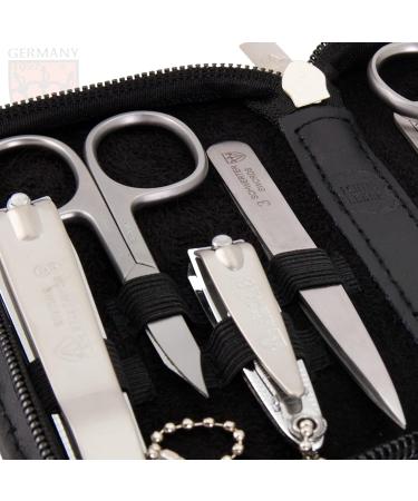 Buy Premium 8-Piece Manicure Set for Men | Three Swords Nail Care Set in Real Leather Case - Includes Beard Scissors Nail Clippers Tweezers & More - Black - Buy Online on SooperMarket.com