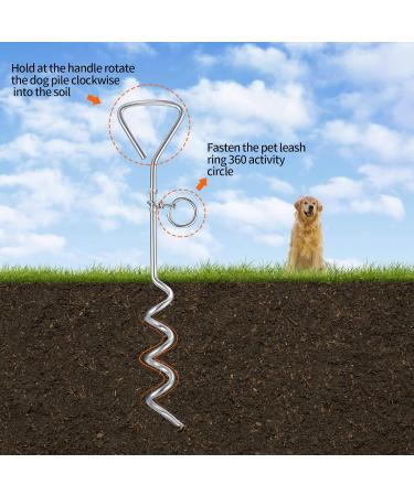 Heavy Duty Dog Stake 40cm With 3m Dog Chains for Outside Steel Spiral Dog Stake for Camping Dog Ground Spike for Outdoor Yard and Camping Puppy Pet and Medium Dogs (Up To 125 Lbs) - Buy Online on SooperMarket.com