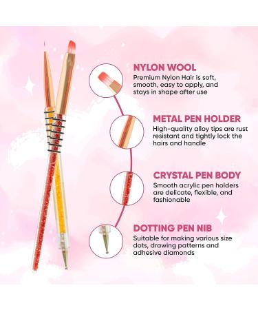 Dazzl Nail Art Brushes for Gel Nails - 8PCS Glitter Handle Brushes in 8 Designs for Painting, Dotting, Drawing - Alloy & Acrylic Material - Buy Online on SooperMarket.com