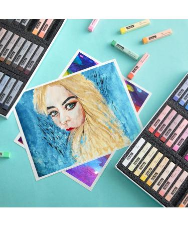 Ohuhu 72 Long Chalk Pastels Set - Soft Pastels for Artists - Includes 4 Fluorescent Colors and 6 Pastel Papers - Art Supplies for Drawing, Blending, Shading - Ideal for Adults, Kids, Beginners - Buy Online on SooperMarket.com