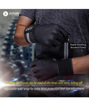 SIMARI Full Finger Weight Lifting Gym Gloves with Wrist Wrap Support - Men Women, Full Palm Protection for Weightlifting, Fitness & Training - Stretch Limo Small - Buy Online on SooperMarket.com