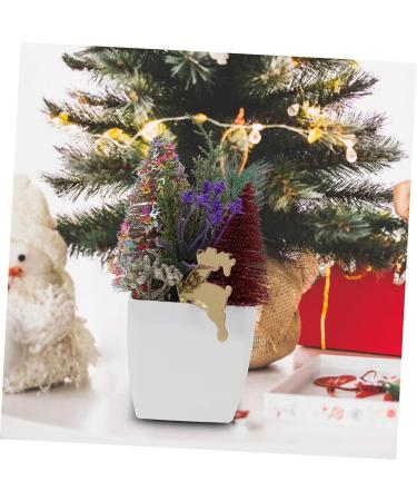 HOMSFOU 2pcs Christmas Simulation Potted Plant Artificial Plant for Desk Decor Festival Potted Plant Adornment Fake Christmas Plants with Fake Flowers Plastic Sisal Tree Outdoor Office Goldenx2pcs 21X11cmx2pcs - Buy Online on SooperMarket.com