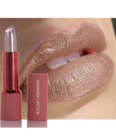 Mynena Nude Shimmer Lipstick with Silver Gold Glitter Hydrating Formula Vibrant Color | Talc-Free Paraben-Free Gluten-Free Cruelty-Free Sulfate-Free - Ginger