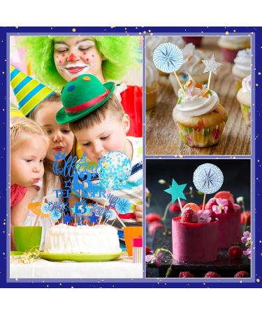 17 Pcs Official 13th Teenager Cake Toppers Giltter Blue Number 13 Pick Cake Decoration Official Teenager Cake Topper with Ballon Cheers to 13 Fabulous Birthday Decoration for 13th Birthday Party - Buy Online on SooperMarket.com