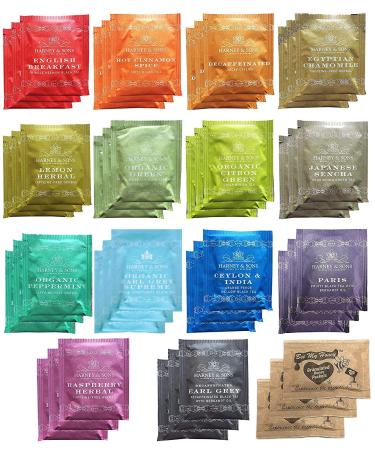 Harney & Sons Assorted Tea Bag Sampler 42 Count With Honey Crystal Packs Great for Birthday, Hostess and Co-worker Gifts