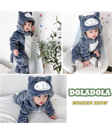 Doladola Unisex Baby Onesie: Animal Cartoon Cat Toddler Hooded Romper (3-6 Months, Black Cat) - Buy Online on SooperMarket.com