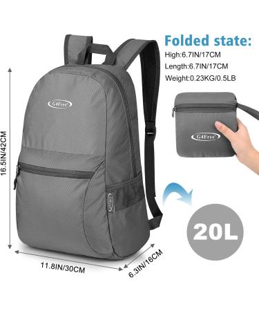 G4Free 20L Lightweight Packable Backpack - Grey | Travel, Hiking Daypack - Buy Online on SooperMarket.com